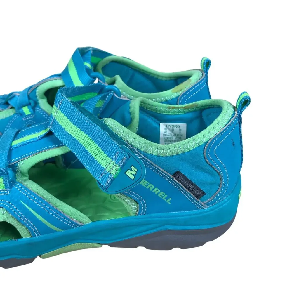 Merrell Hydro Hiker Water Sandals Youth 6W Blue Green Leather Outdoor MY53378